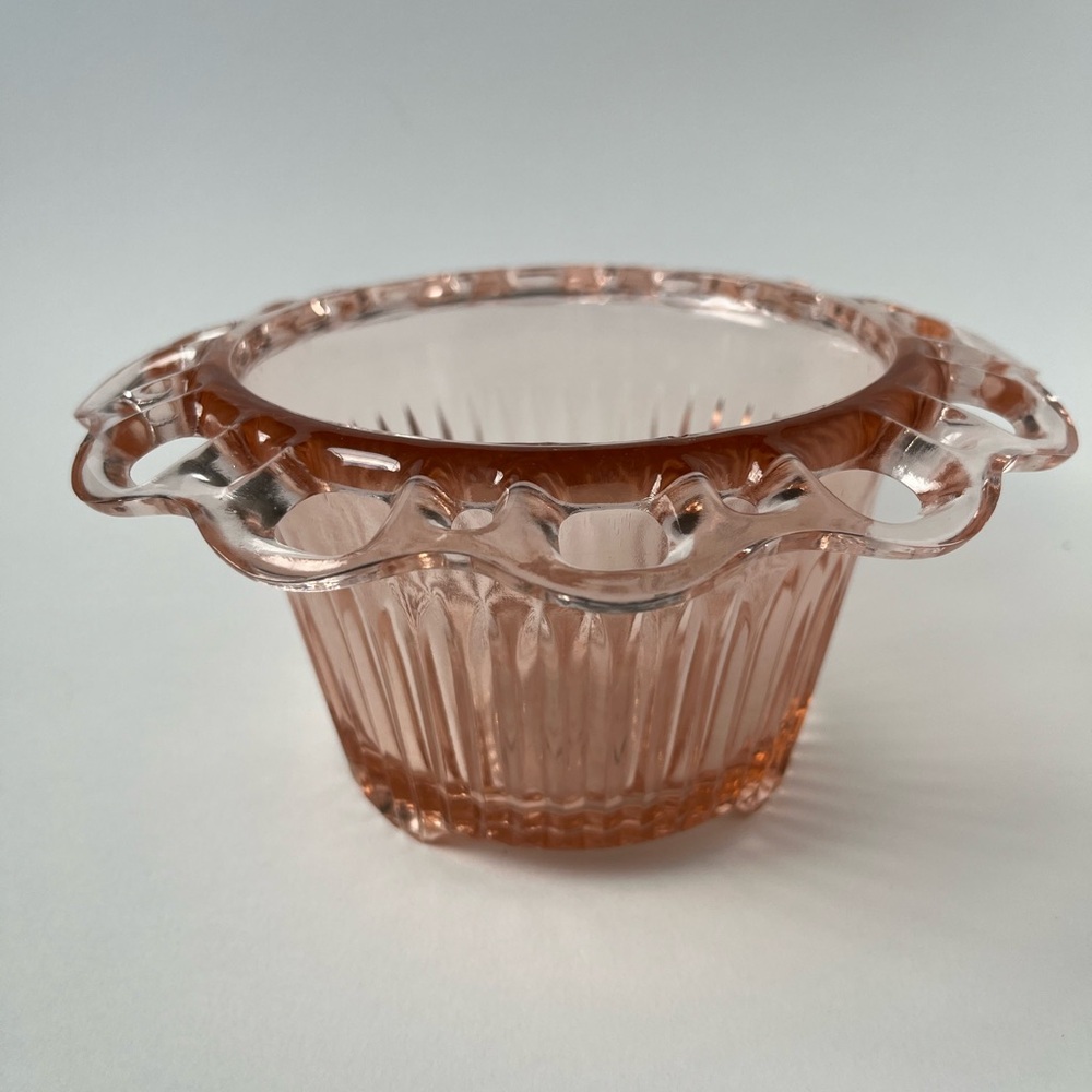 Anchor Hocking Depression Era Old Colony Open Lace Pink Candy Dish